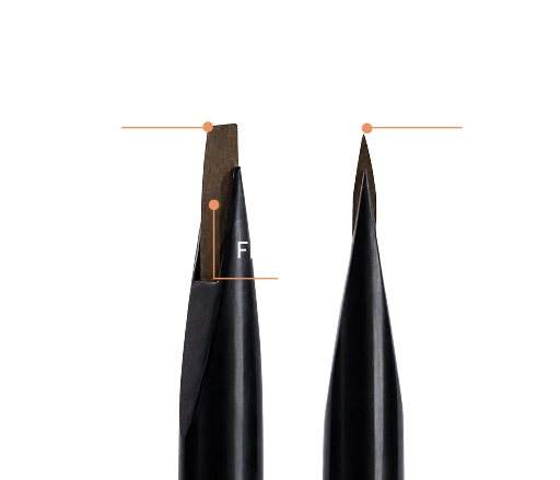 Brow pencil tips shown close up